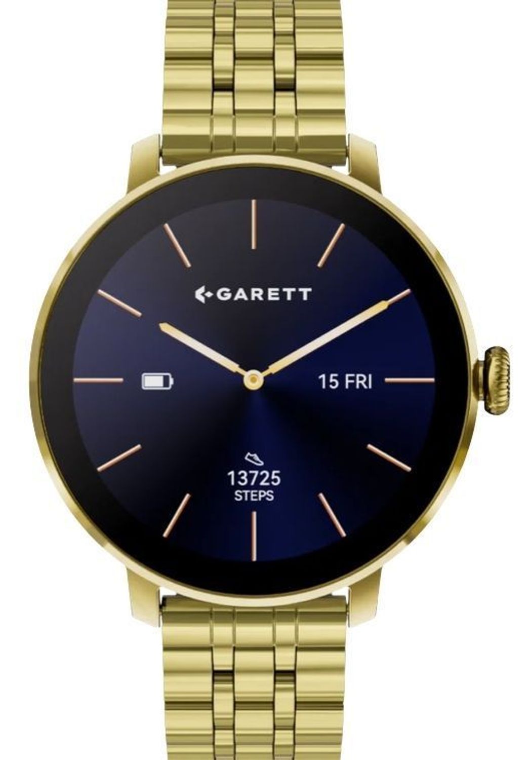 Smartwatch damski Garett Muse stalowy złoty AMOLED 1,19″ + biały pasek (4).jpg